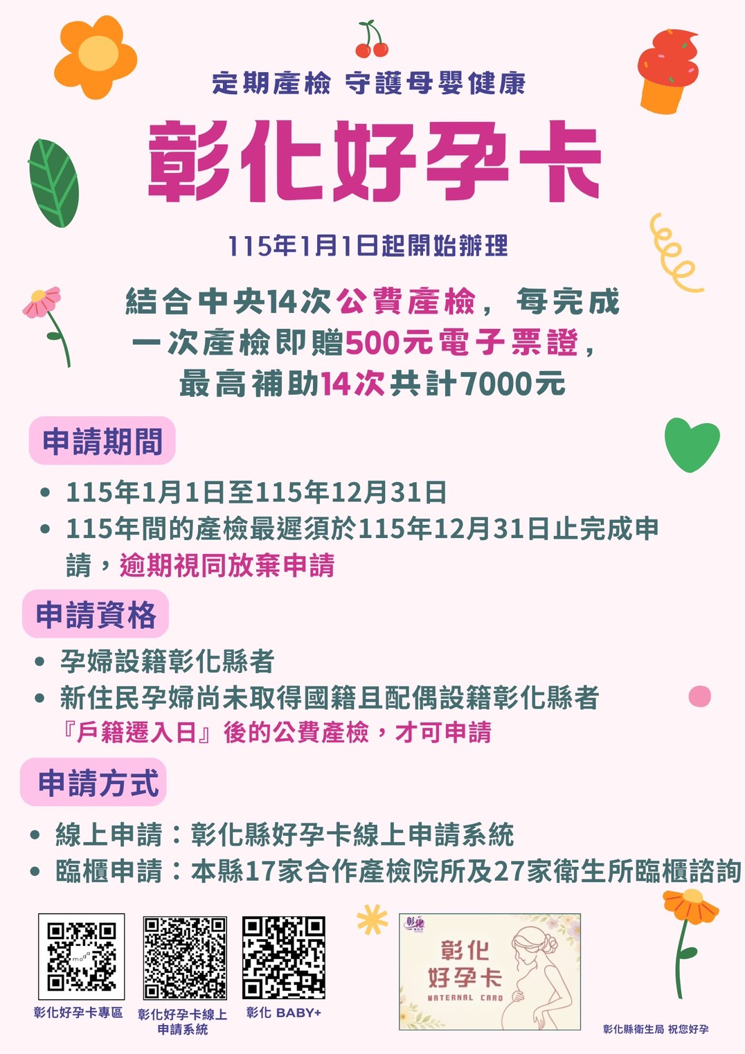彰化好孕卡｜定期產檢 守護母嬰健康宣傳圖片